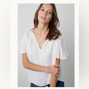 Velvet by Graham & Spencer “Jennifer” White Linen Blouse